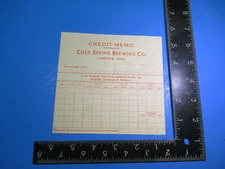 Vintage 1940 Cold Spring Brewing Co Lawrence MA Credit Memo  S9160