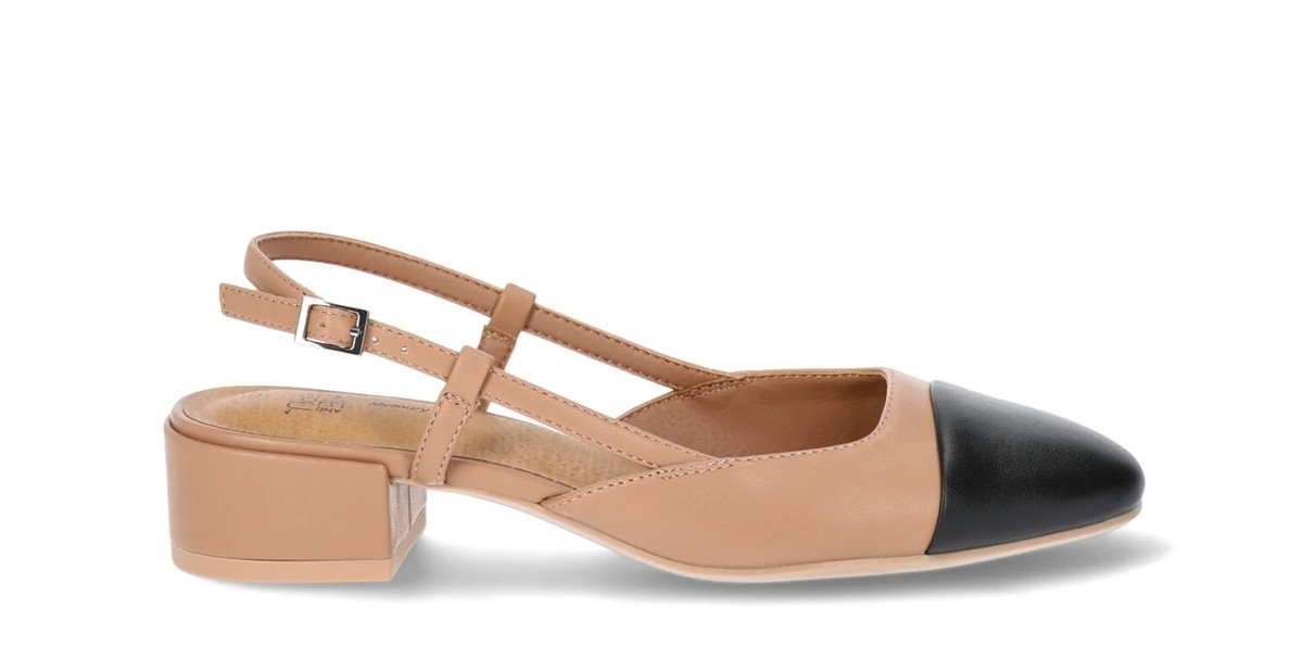 Time and Tru Women's Black Tan Block Heel Slingbacks Various Sizes NEW!