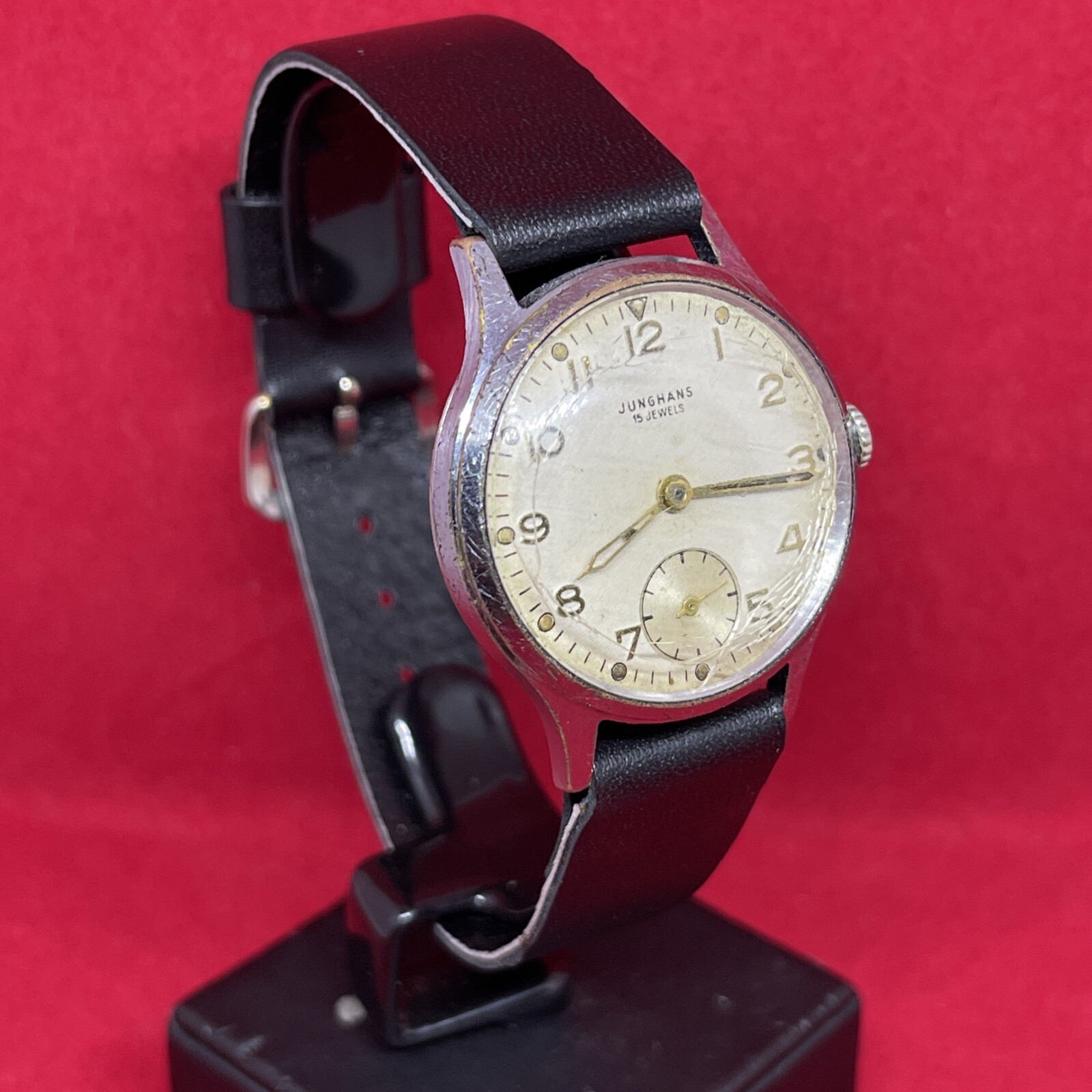 JUNGHANS Vintage 15 jewels Boden Edelstahl Militay WWII WATCH GERMANY