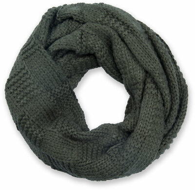 Strick Loop Schal mit Patentmuster, Uni Schlauchschal, Winter Strickschal Unisex