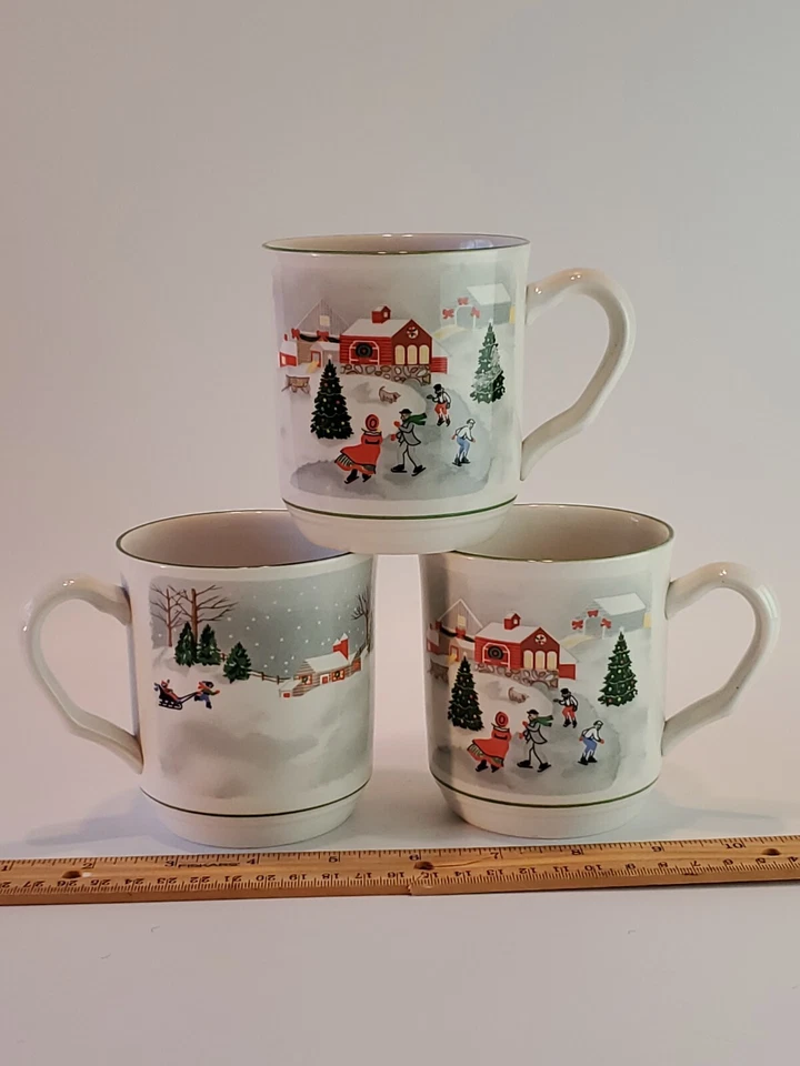 Tazas de café/té vintage Sango 12 oz 4"x3" Joan Luntz Silent Night 3900 S/3 usadas en excelente estado  Foto 2 de 4