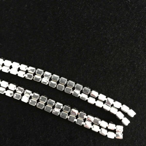 Fashion SS16 Clear Rhinestone 2-Row Close Chain Trims Silver x 1 yard - Picture 9 of 11