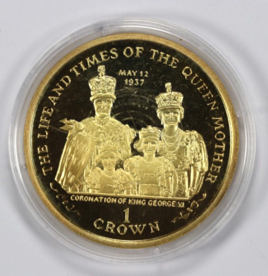 2000 Isle of Man Coronation of King George VI Sterling Silver Gold Plated Crown