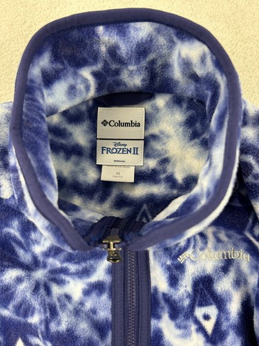 Columbia Disney Frozen Jacket Girl M 10/12 Blue White Fleece Full Zip Outdoor - Picture 9 of 10