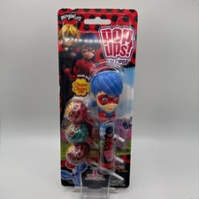 Dispensador de piruletas Miraculous Ladybug Flix Candy Chupa Chups 3 piezas NUEVO