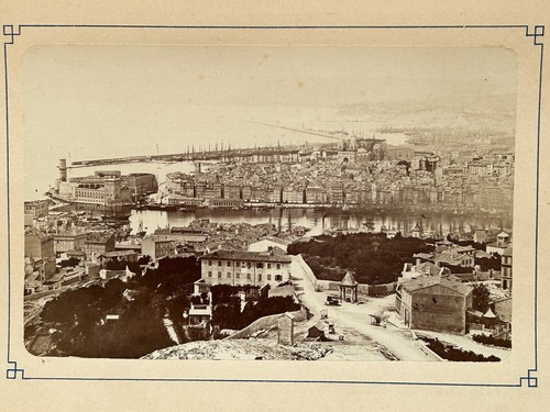 FRANCE, MARSEILLE, VUE du Port Vintage albumen print. Tirage albuminé