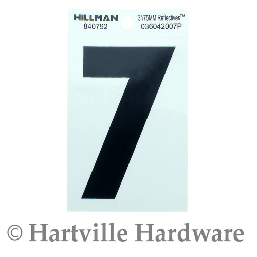 Hillman 3-In. Adhesive Black & Silver House Number 7 840792