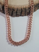 Pure Solid Raw Copper Cuban Chain Curb Link 24" Necklace for Arthritis Therapy