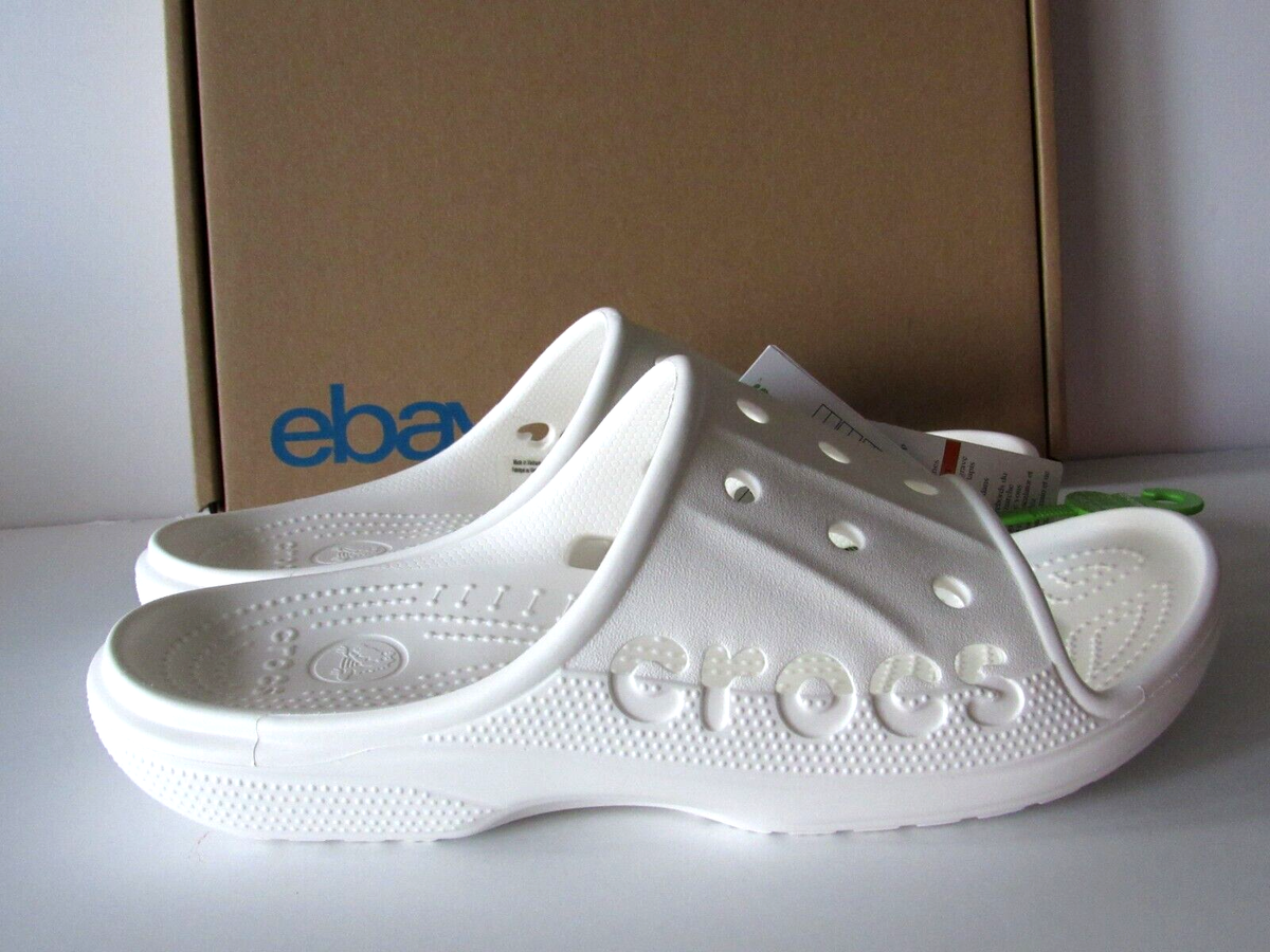 New NWT Mens Crocs Baya Slide‎ White Sandals Shoes Size 11 M Crocs Unisex Bayaband Slide Sandals Men main image 2