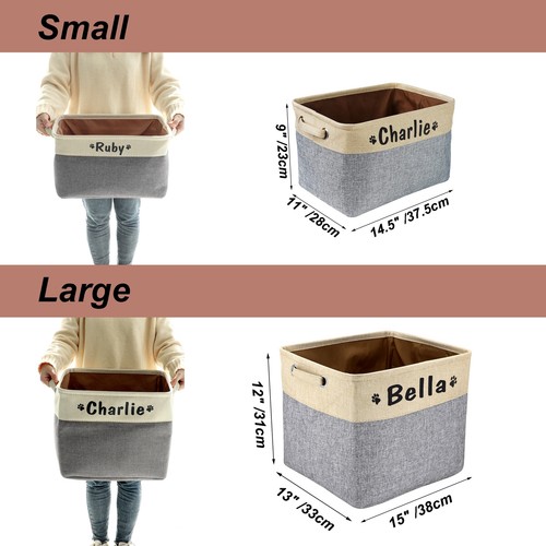 Personalised Dog Toy Storage Basket Custom Name Pet Organizer Bin Box Foldable - Picture 2 of 47