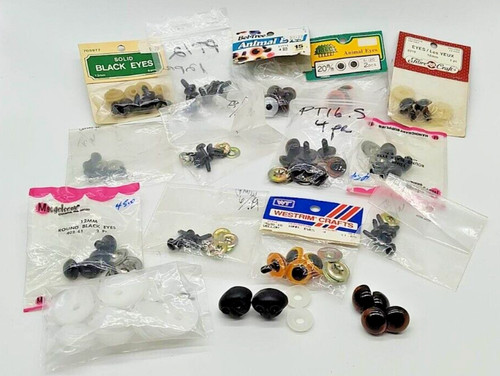 85 pcs Animal Eyes And Noses Plush Crafts Amber Orange and Black Plastic