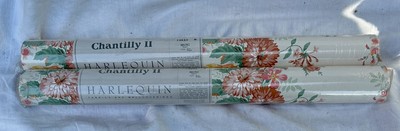 2 Rollen Vintage 1990er Harlekin Chantilly 2 Tapete Chrysantheme & Bänder