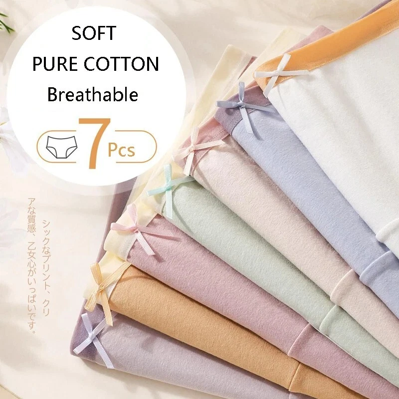 7 piezas Bragas de algodón para mujer, con lazos y diseño sexy y suaves Foto 4 de 4