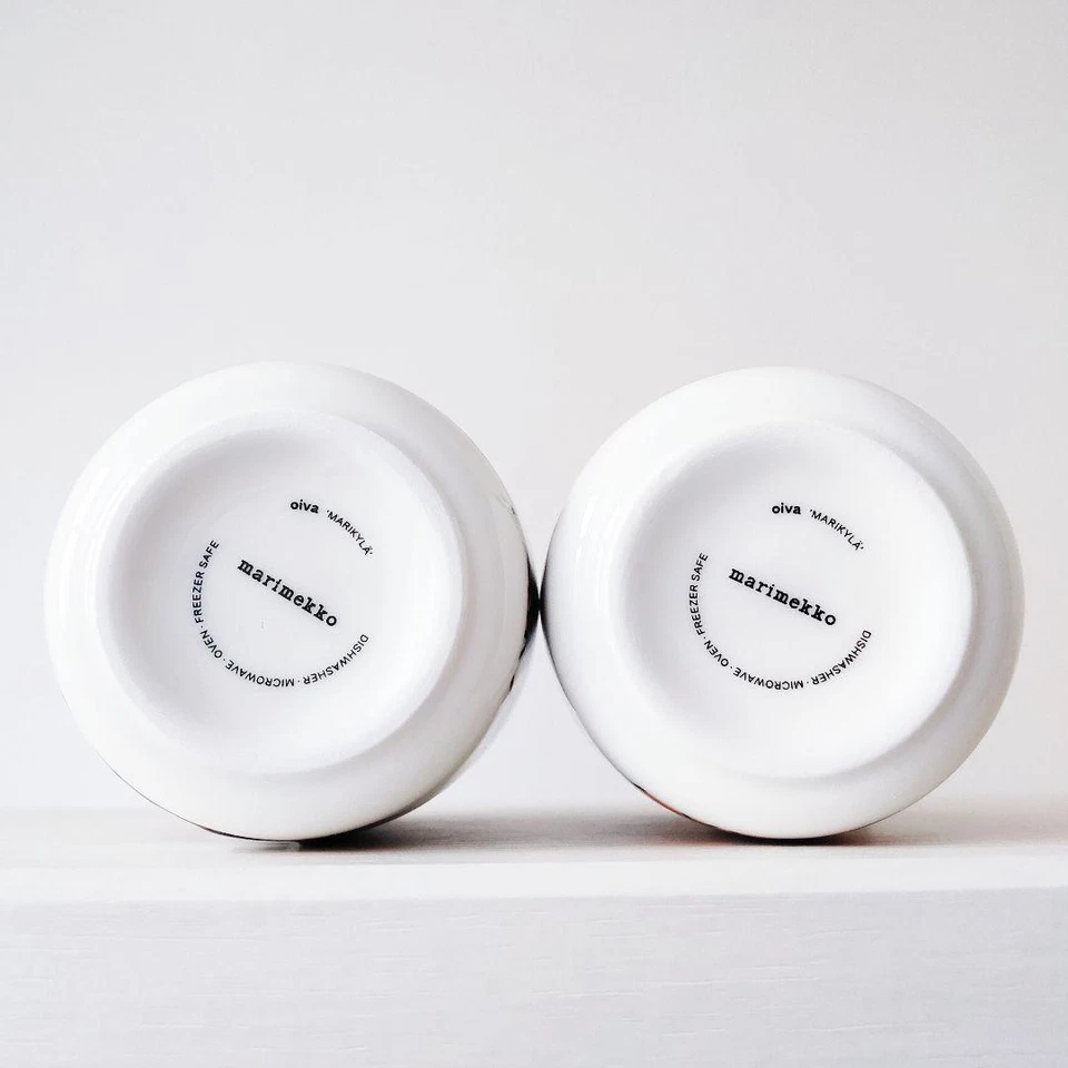 Juego de 2 tazas Marimekko Marikyla 180 ml vajilla blanca naranja de Japón Foto 4 de 4