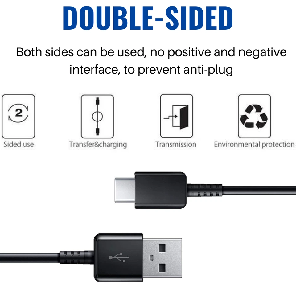 3 Pack USB-C Type C Cable Fast Charger Cord 4ft For Samsung Galaxy S8 9 10 20 21 - Image 2 of 4