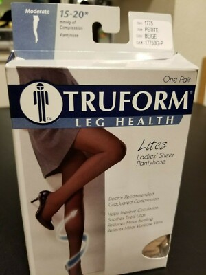Truform Leg Health Women's Lites 15-20 mmHg Sheer Pantyhose 1775 Petite Beige 