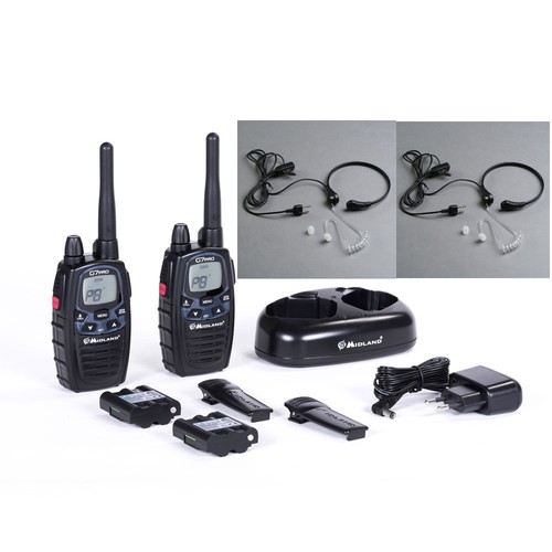 2 Walkie Midland g7 Pro 3w 25 KM + 2 Throat Microphone 2015 LPD + PMR Radio  | eBay