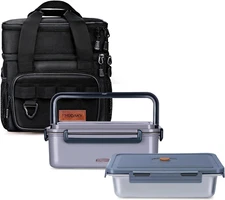 60Oz Electric Lunch Box for Adults Men, 80W Heated Lunch Box with Insulated Lunc