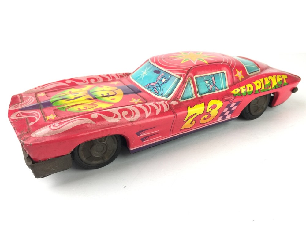 Vintage Mod Mobile Red Planet Tin Litho Friction Race Car Toy - Rare, Japan?