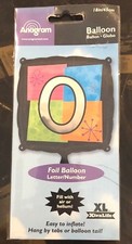 Balloon 0 O Letter Number Square Party Celebration Foil Air Helium 18" Anagram