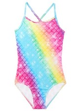 Girls Mermaid Swimsuit Summer One Piece UPF 50 Quick Dry Beach Swimwear Suit