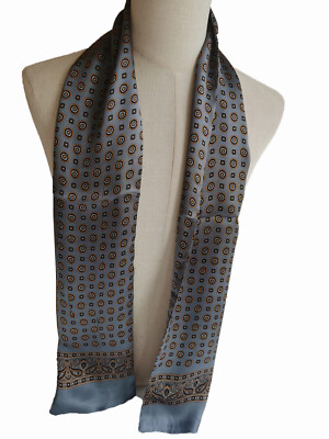 100 Silk Paisley Long Scarf  Men Neckerchief Blue Cravat For Suit Shirt