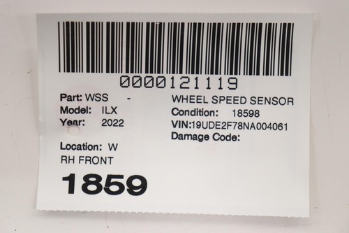 2013 - 2022 ACURA ILX FRONT RIGHT PASSENGER SIDE ABS WHEEL SPEED SENSOR OEM - Foto 10 di 10