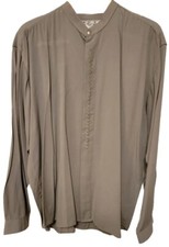 Vintage 80's Men's Dress Shirt Large Studio-X Long Sleeve Green Embroidered