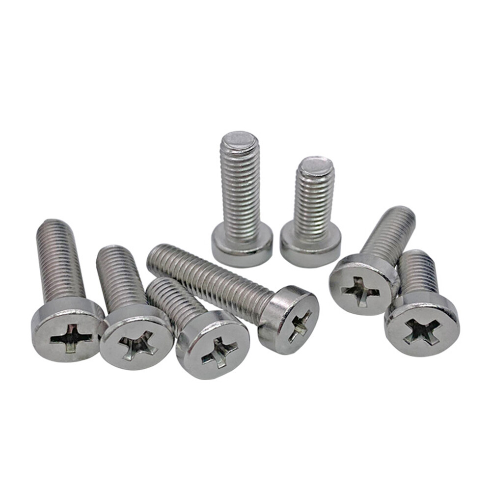 20-Pack M4 X 65mm Pan Head Phillips Machine Screws - 304 Stainless Steel Silver Gray