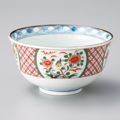 Mino ware Japanese Noodle Bowl Soba Udon Donburi Matri Flower Bird Japan
