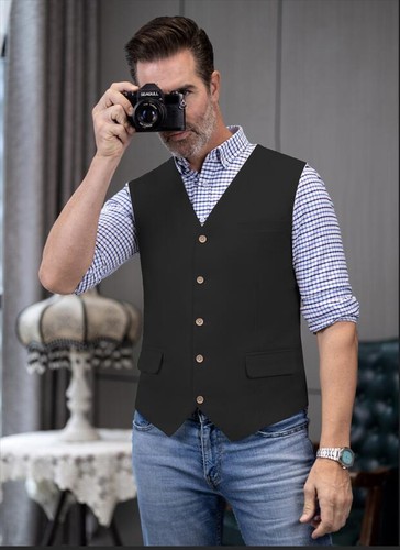 Men Linen Waistcoat Summer Wedding Groom Bestmen Formal Casual Vests 42 44 46 48 - Picture 5 of 17