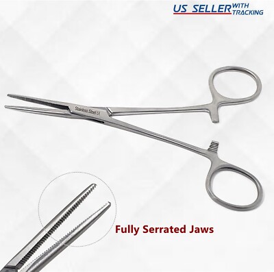 HIGH QUALITY STAINLESS STEEL CRILE HEMOSTAT FORCEPS STRAIGHT SERRATED TIP 5.5''