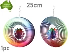 25cm 3D Rainbow Chakra Lotus Flower Spinner Wind Chime Hanging Home Garden