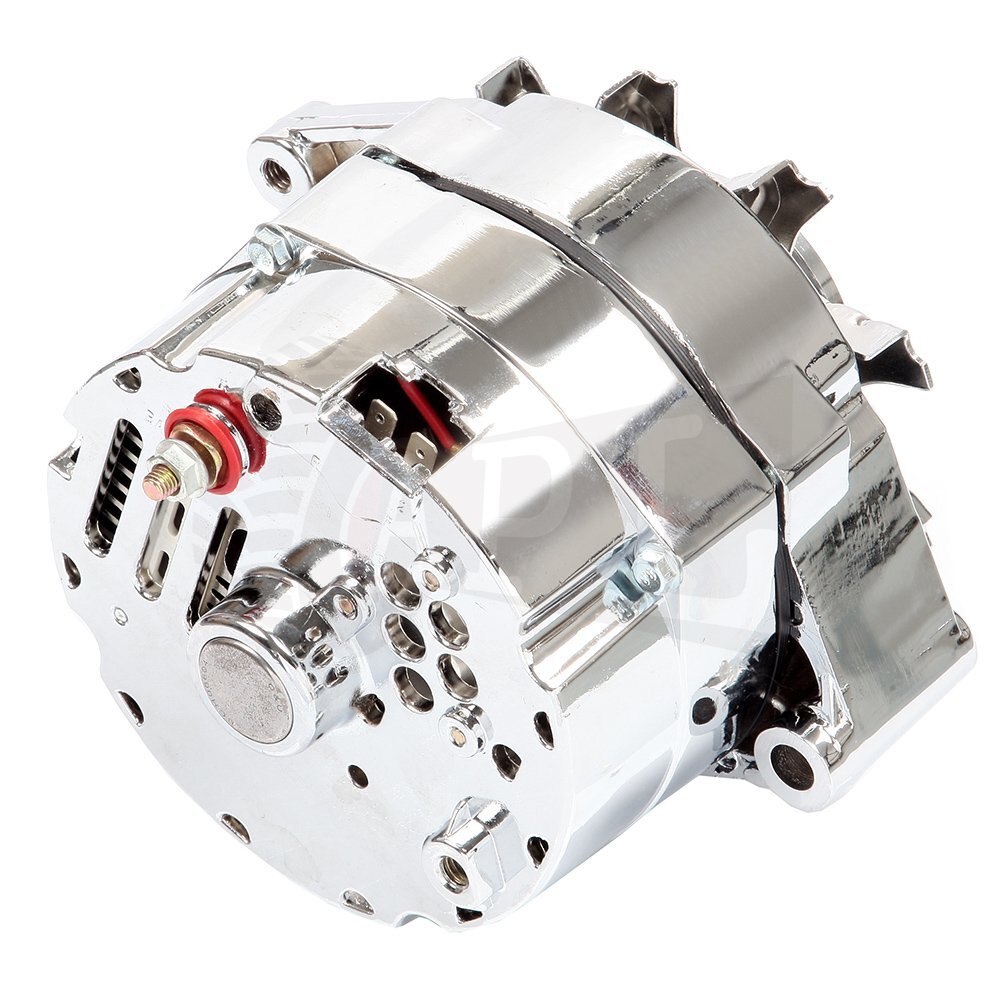 ポンダーAMB New 12V Chrome Alternator 1 Wire For Chevy GM BBC SBC 327