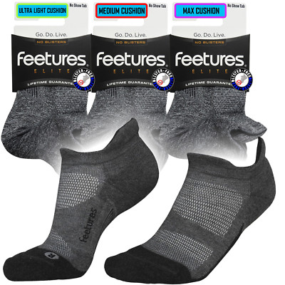 Feetures Elite NST Pro Fitnessstudio Lauftraining knöchelgeschnittene blisterfreie Socken grau