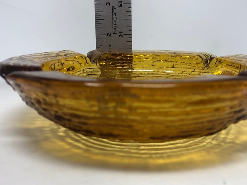 Vintage Anchor Hocking Soreno Amber Brown Round Rippled Glass Ash Tray 6.5” - Picture 4 of 6