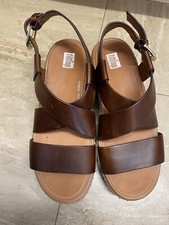 Fitflop UK 4 Pilar Back Strap Leather Clogs Chocolate Brown Sandals