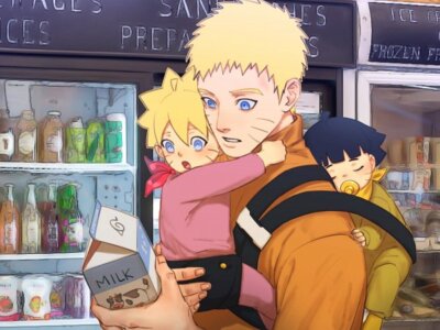 Anime naruto uzumaki family boruto himawari baby Stitched Gaming Mat Desk