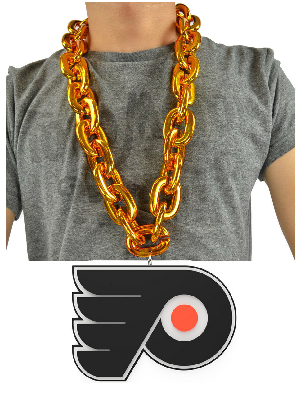New NHL PHILADELPHIA FLYERS BIG Fan Chain ORANGE Necklace 3D Foam