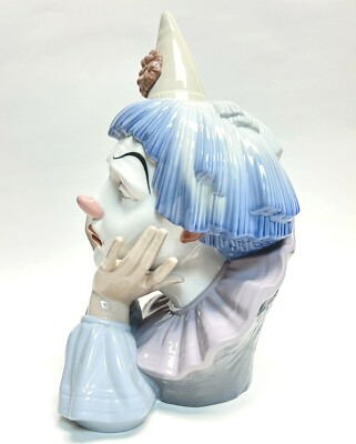 Lladro Porcelain 'Jester' Head Sad Clown Bust Porcelain Figurine