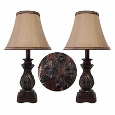 19H Set of 2 Traditional Dark Bronze Small Ta...