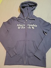 Abercrombie  Fitch Girls Size MED Full Zip Hoodie Sweatshirt Moose Navy Blue