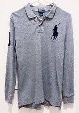 Polo Ralph Lauren Kids Boys Size L 14-16y Long Sleeve Polo T Shirt Grey Big Logo