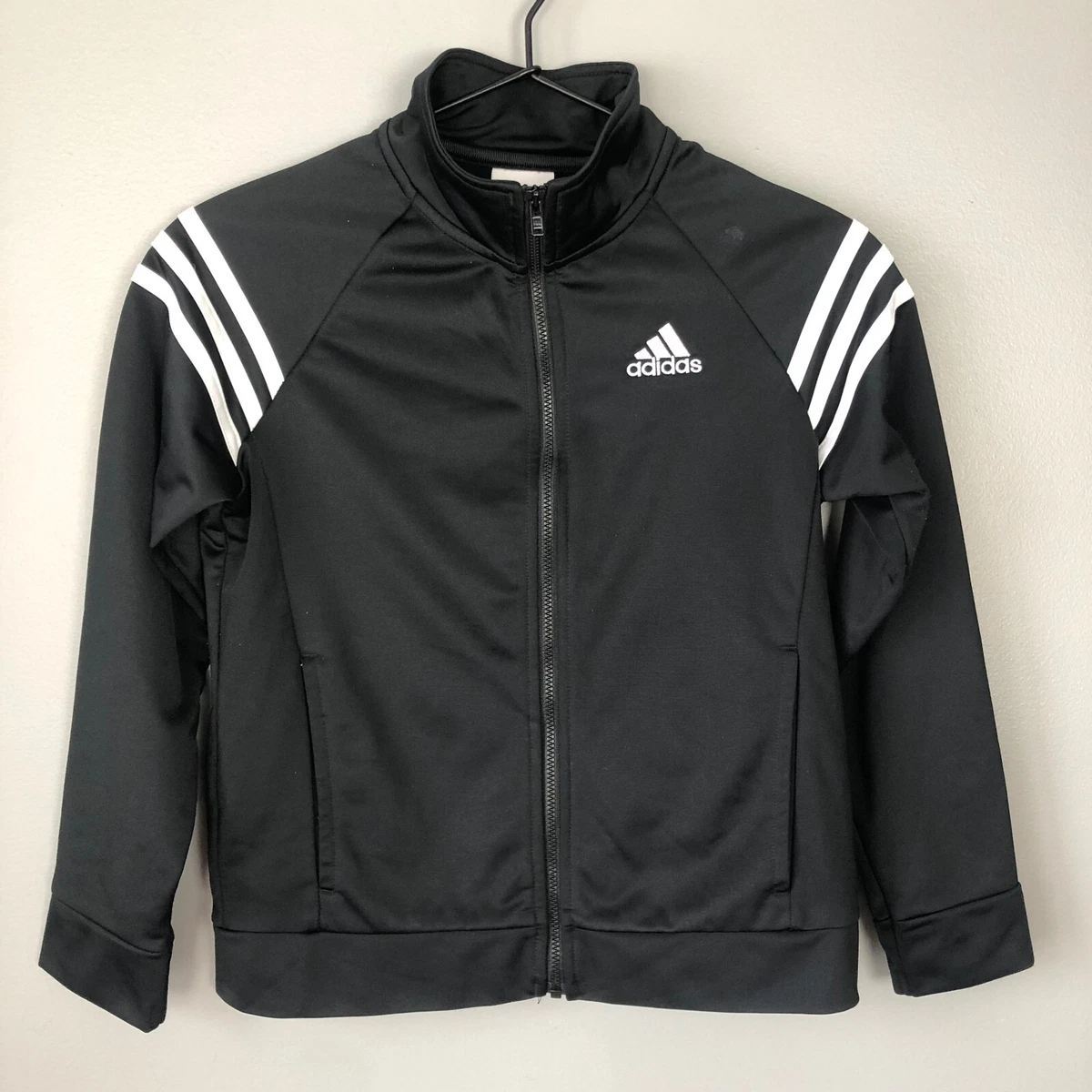 ADIDAS Youth Unisex Sz Medium 10 12 Black White 3 Stripe Full