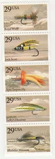 Scott # 2545 - 2549  US  Booklet Fishing Flies  5 Stamps  M/NH O/G Free Ship