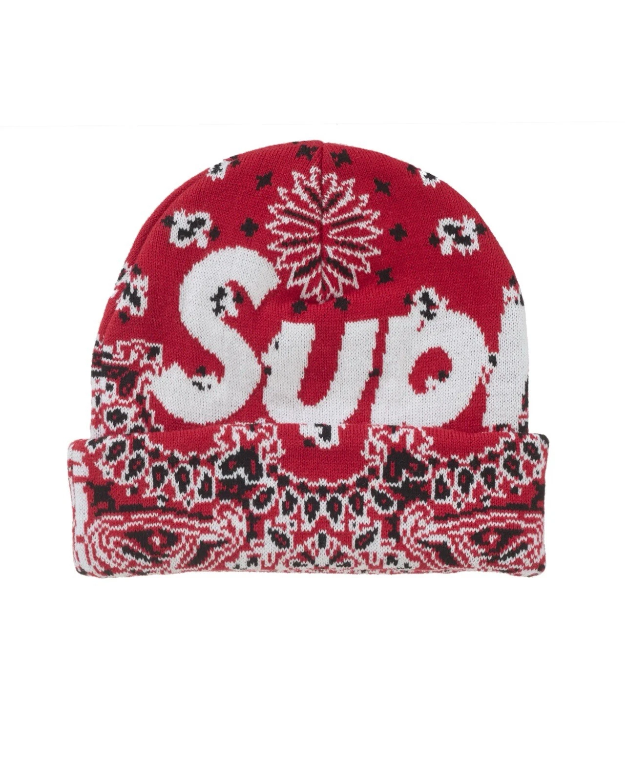 Bonnet rouge Supreme Big Logo FW24 OS taille unique imprimé cachemire rouge neuf