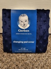Gerber  Baby 17" x 32" Dotted Navy Blue Super Soft Changing Pad Cover