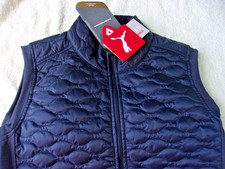 NWT Puma Cloudspun insulated golf vest, women's S, navy blue, 120, polyester