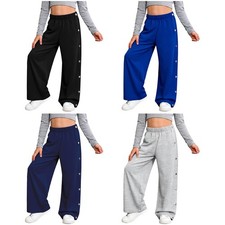 Kids Boys Girls Trousers Soft Sweatpants Athletic Button Pants Breakaway Post