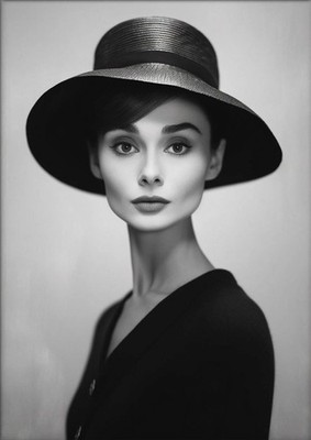 Audrey Hepburn Black and White Poster, Unframed Wall Art Poster Print